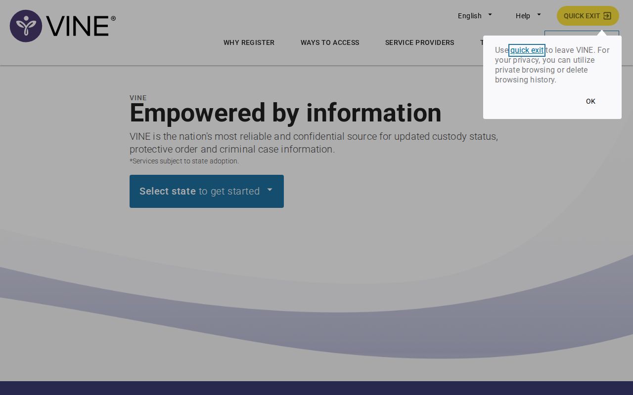 Branch County released inmate VINELink notification search