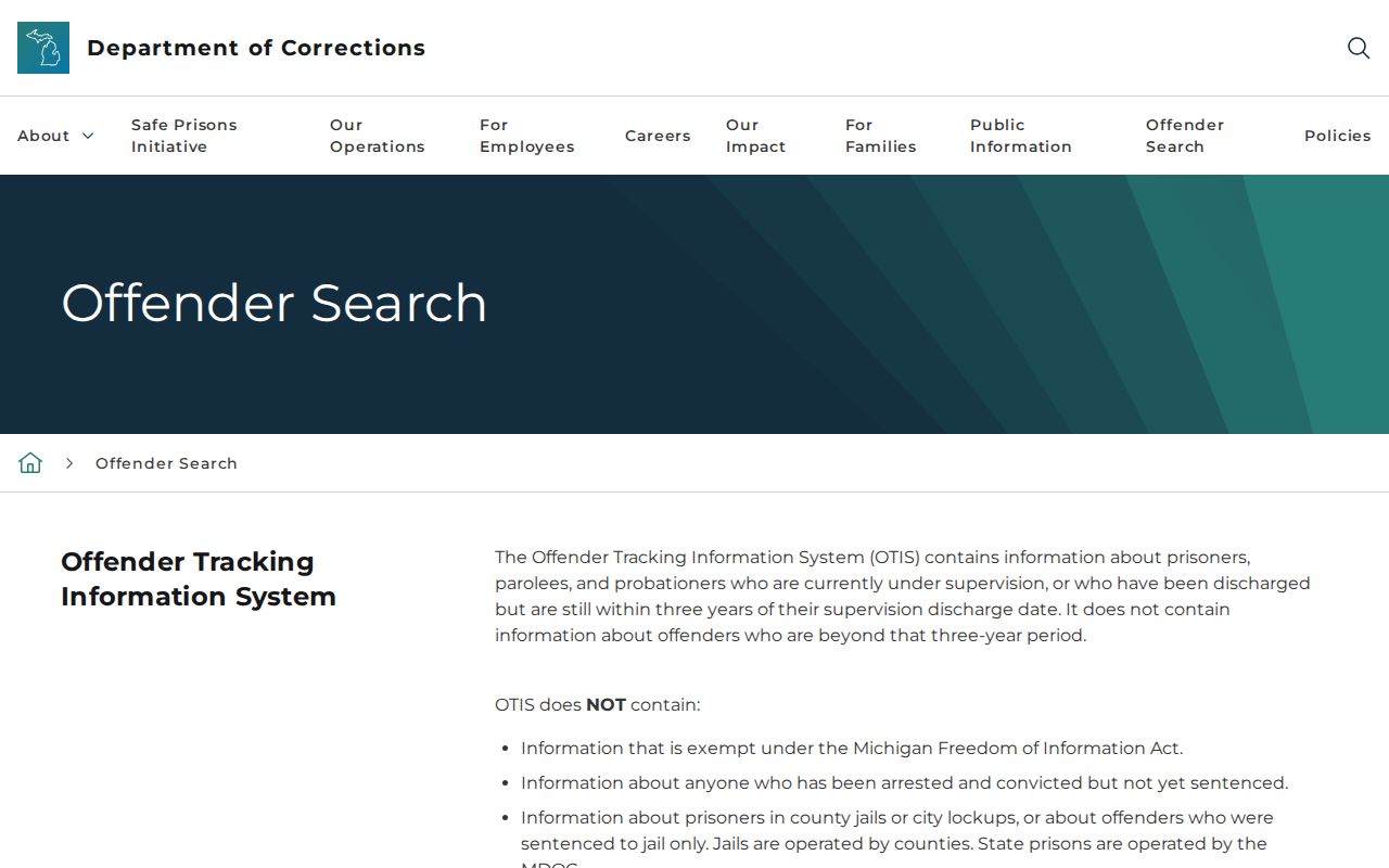 Branch County released inmate OTIS scope and exclusions